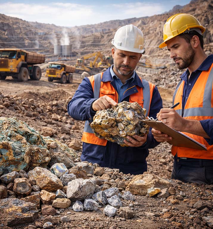 Miners examine gold and rough diamonds-4